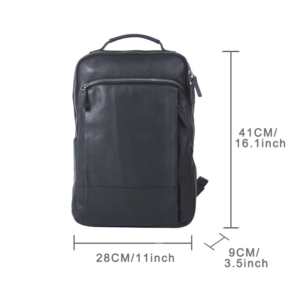 S.WORKER Herren-Rucksack aus echtem Leder, lässige Schultaschen, großer klassischer Reise-Tagesrucksack, Geschenk für Männer – Detail 3