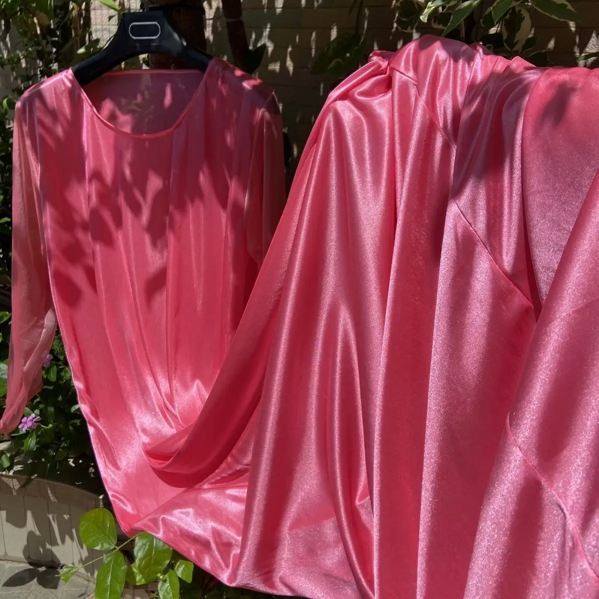 광택 있는 아이스 실크 여성 새틴 메쉬 롱 맥시 드레스 유니섹스 우아한 드레스