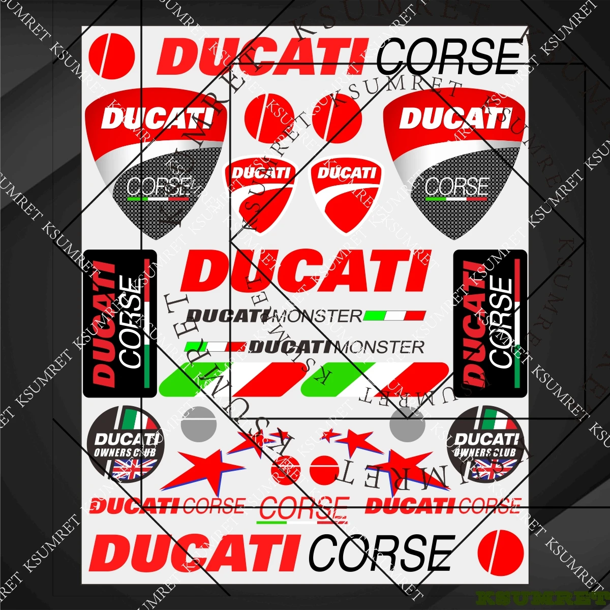 Aufkleber-Set für Ducati Motorräder