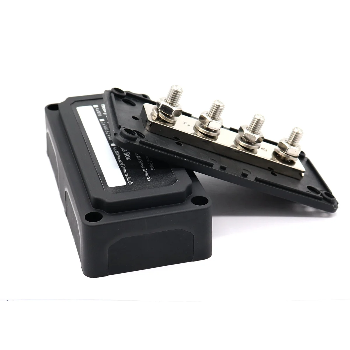 

300A 4 Terminal M8 Bus Bar Power Distribution Block Heavy Duty Car Boat Black Glass Fiber Reinforced Module Removable