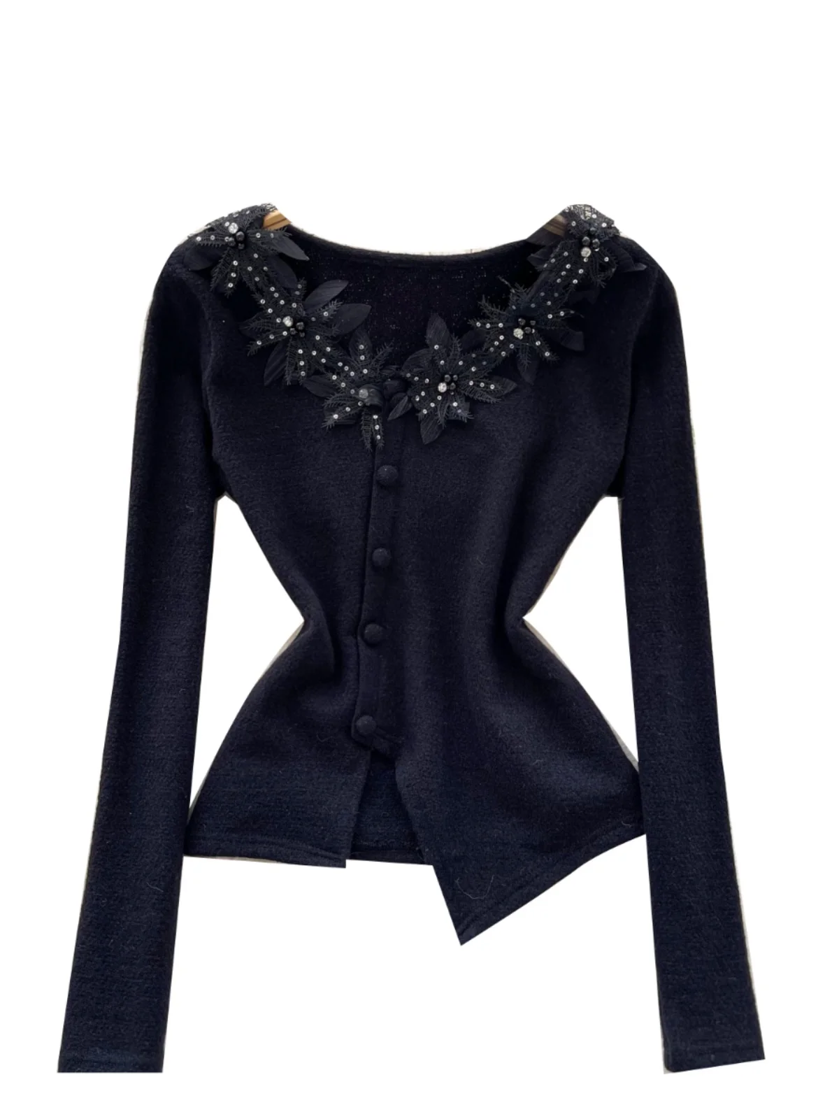Top lungo lavorato a maglia da donna invernale Sve V-Ne Design irregolare Strato base irt Commute Sle Loose Fit Versione coreana