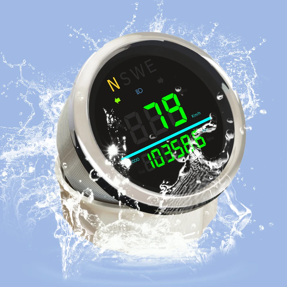 

ELING 85mm Digital GPS Speedometer Odometer 0-999 (MPH, km/h) 12V 24V for Car Marine Boat Tractor with Backlight GPS Antenna