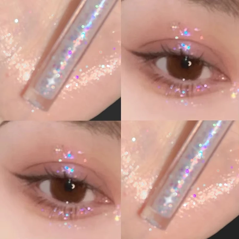 Ombretto liquido Glitter perlato Trucco occhi portatile delicato per donna Alto pigmento Impermeabile Duraturo Non facile da sbiadire