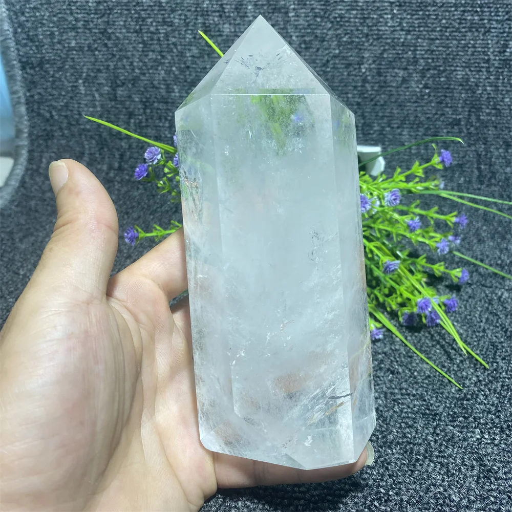 

934g White Crystal Tower Wand Hexagonal Obelisk Polished Crafts Natural Mineral Specimen Spiritual Meditation Healing