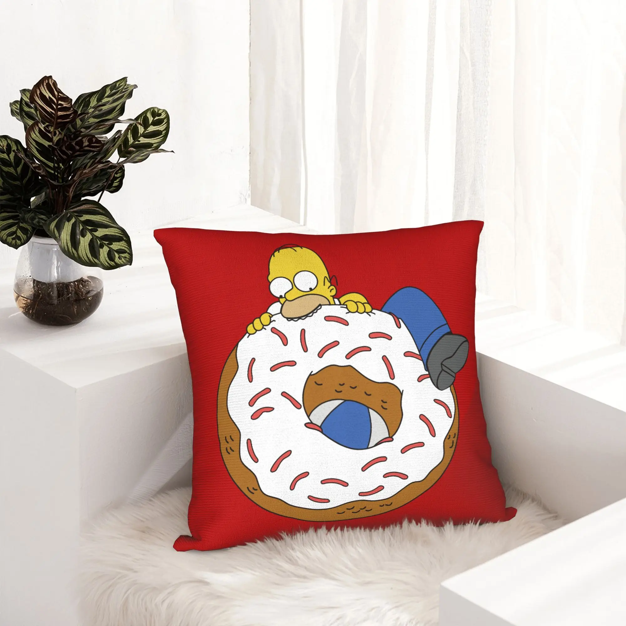 Cartoon S-Simpsons Christmas Pillowcase Printed Fabric Cushion Cover Decor  Throw Pillow Case Cover Home Zippered 40X40cm
