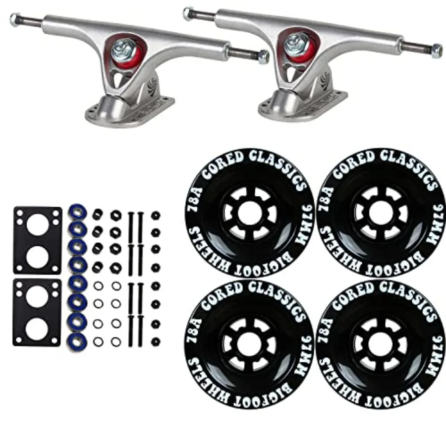

Skateboards Longboard Kit with Paris Trucks, Wheels, Hardware, and ABEC 7 Bearings Kit - V2 180 Raw + Bigfoot 97mm 78A Black