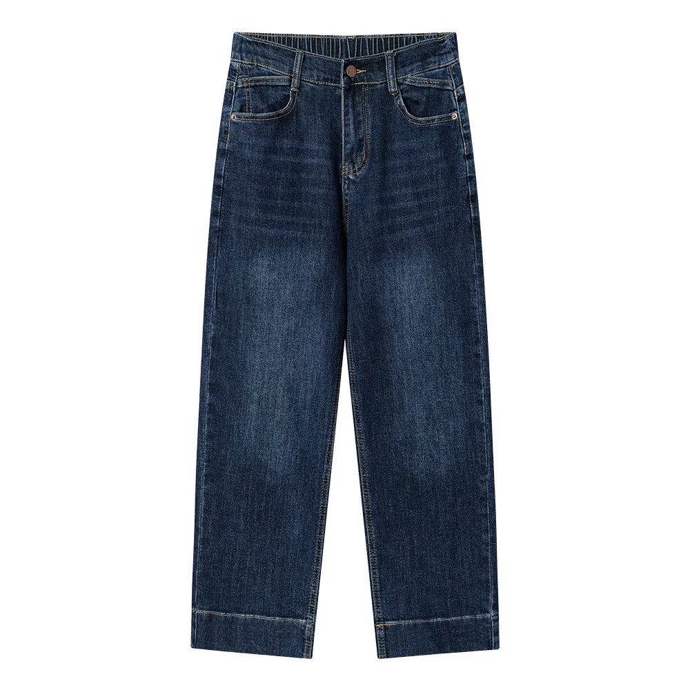 

XXXXL модные женские прямые джинсы больших размеров, осенние простые эластичные джинсовые брюки с высокой талией длиной до щиколотки, повседневные брюки-сигареты