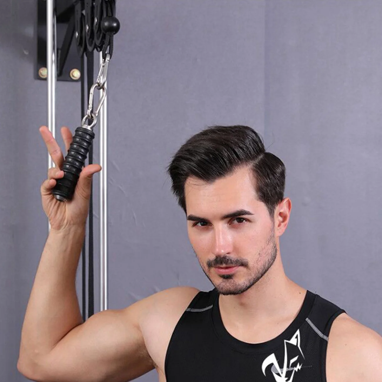 A08P-Push Down Single Gym Handle Triceps Strength Pull Up Hand Grips For Cable Machine Attachment Arm Fitness Equipment