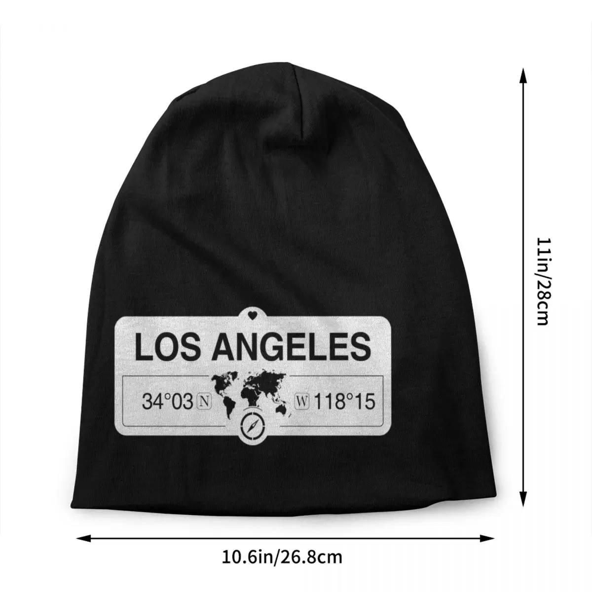 Custom Los Angeles Skullies Beanies Caps Streetwear Winter Knitted Hat Los Angeles California Map GPS Coordinates Bonnet Hats