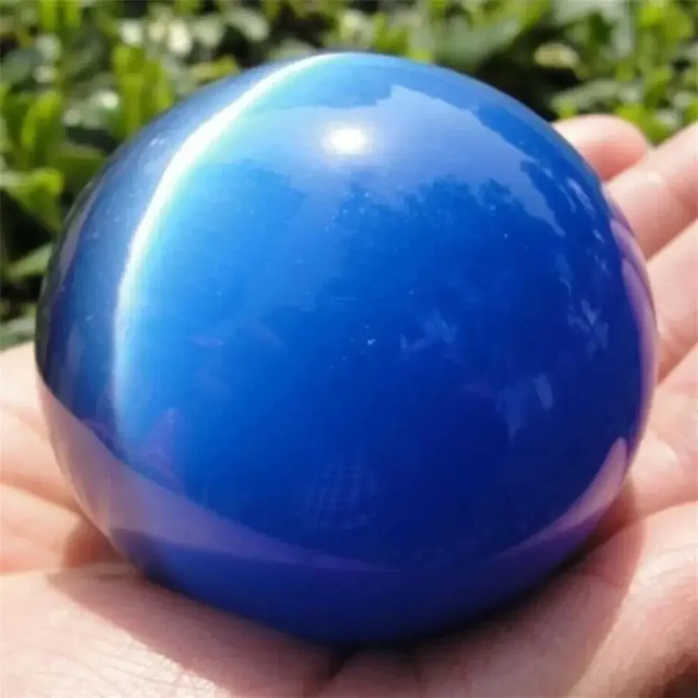 Natural Blue Cat Eye Crystal Ball, Divination Energy Stone, Shooting Decoration, Home Office Degaussing Decoration