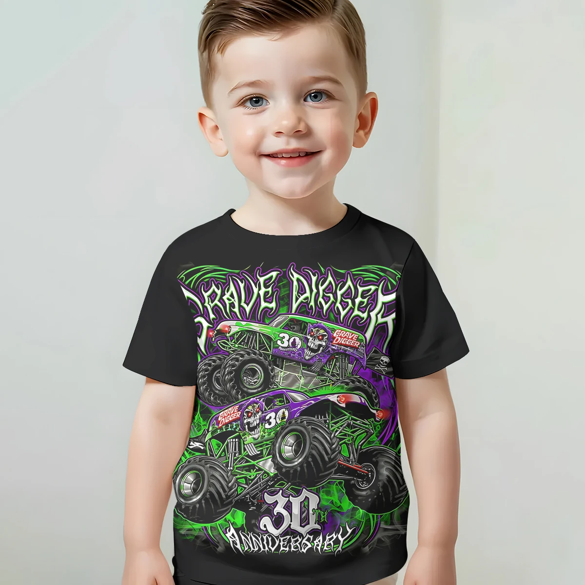 3D Print Cartoon Truck Monster Jam Baby Clothing 5 to 14 Years Male Outdoor Clothes for Children Boy Girl Child T-Shirt Top