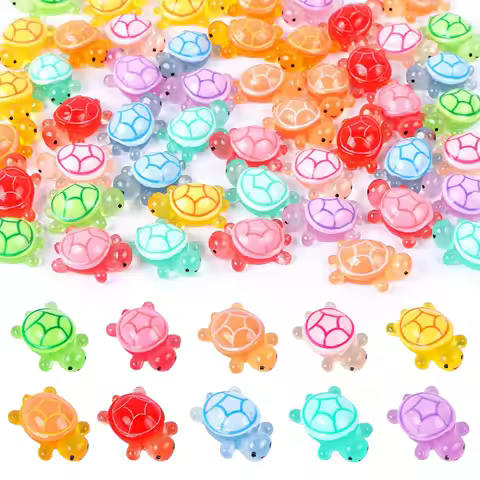 50/100 Pcs Cute Mini Luminous Turtle Ornaments Glowing in The Dark Miniatures Turtle Micro Landscape Kids Toys Home Decor Gift