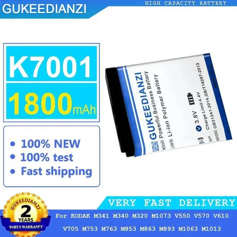 

Camera Battery K7001 1800Mah For Kodak M341 M340 M320 M1073 V550 V570 V610 V705 M753 M763 M853 M863 M893 M1063 M1013