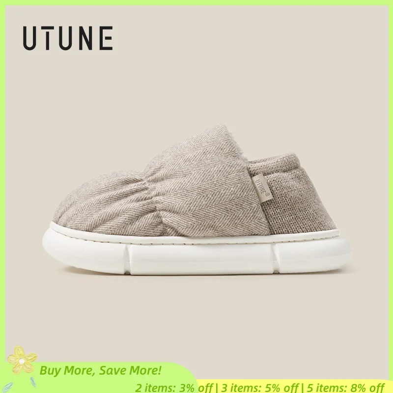 

UTUNE Women’s Winter Warm Slippers Plush Indoor House Shoes Cozy Fuzzy Soft Slip-On Non-Slip Thick Sole Home Wear for Elderly