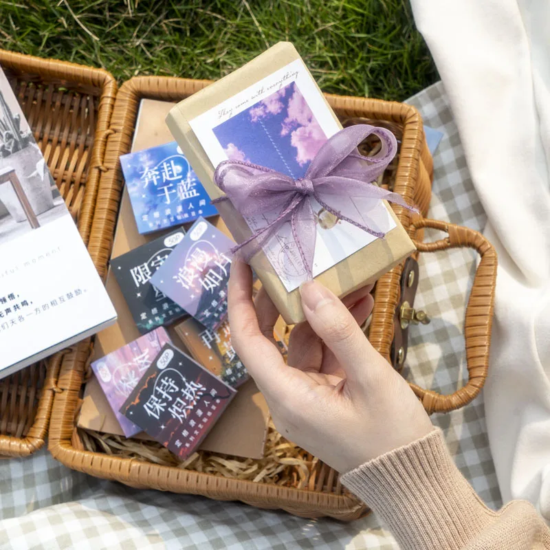 سلسلة رومانسية العالم ورقة واشي بسيطة ، كتاب ملصقات المناظر الطبيعية السماء ، ديكور ملقط إبداعي سهل التركيب ، ثابت ، إطار تجميد ، 50 ورقة