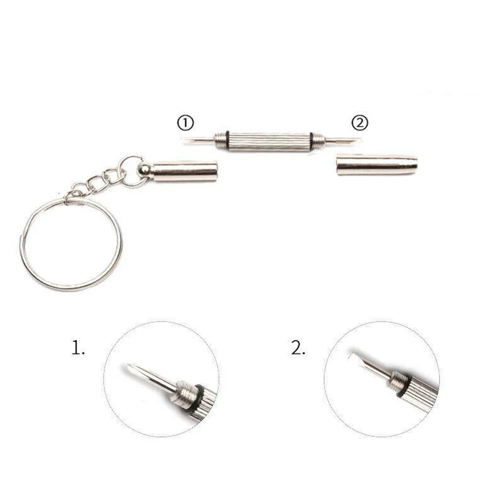 Mini 3in1 Screwdriver Tool With Flat Cross Star Nut Drivers For Eyeglass Watch And Phone Repair With Keychain For Easy Carry