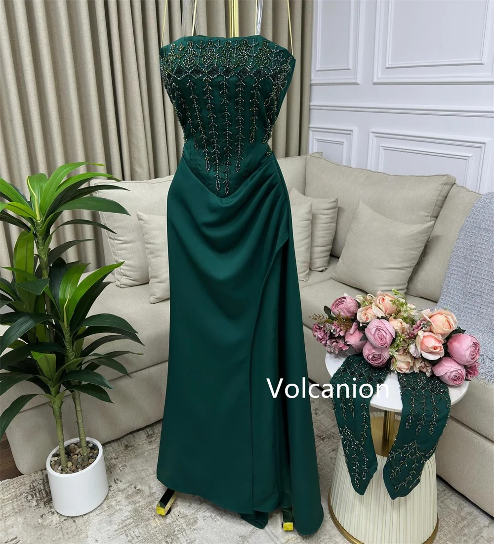 Gaun Panjang Tanpa Tali A-line Berpayet Jersey Kustom Acara Dipesan Lebih Dahulu Pesta Prom Klasik Elegan Yang Cocok