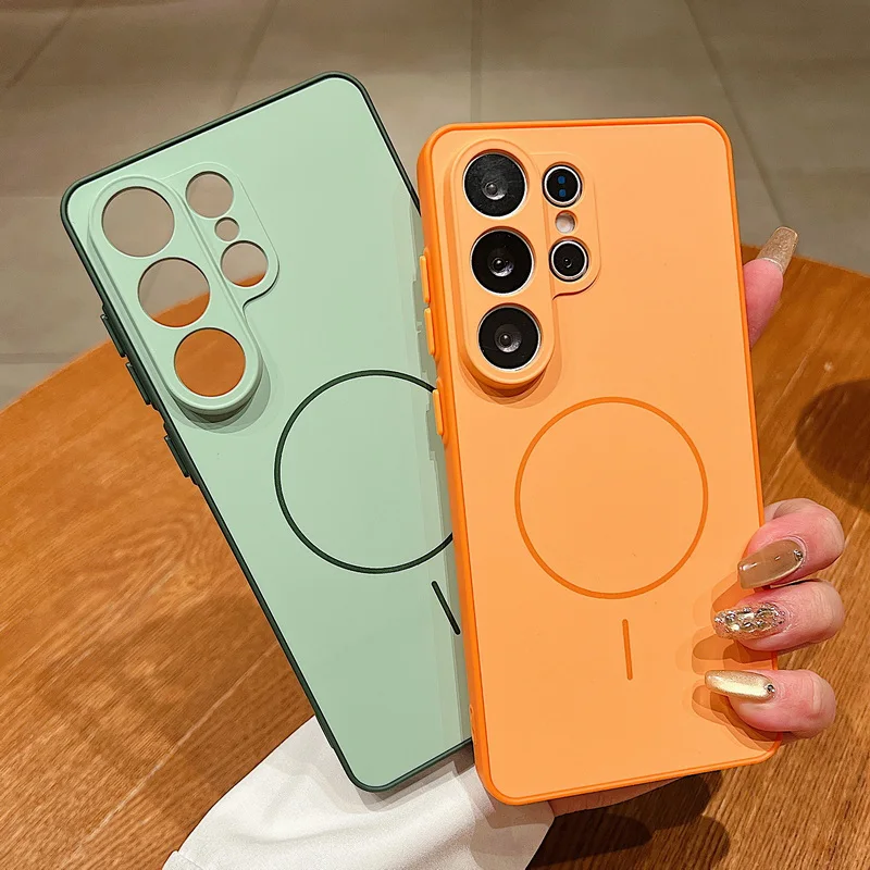 Einfarbige Magnetische Handyhülle für Samsung Galaxy S26 S25 Ultra Edge S24 S23 FE A57 A17 A56 A37 A16 A55 A15 A36 A55 Hartschalen-Cover