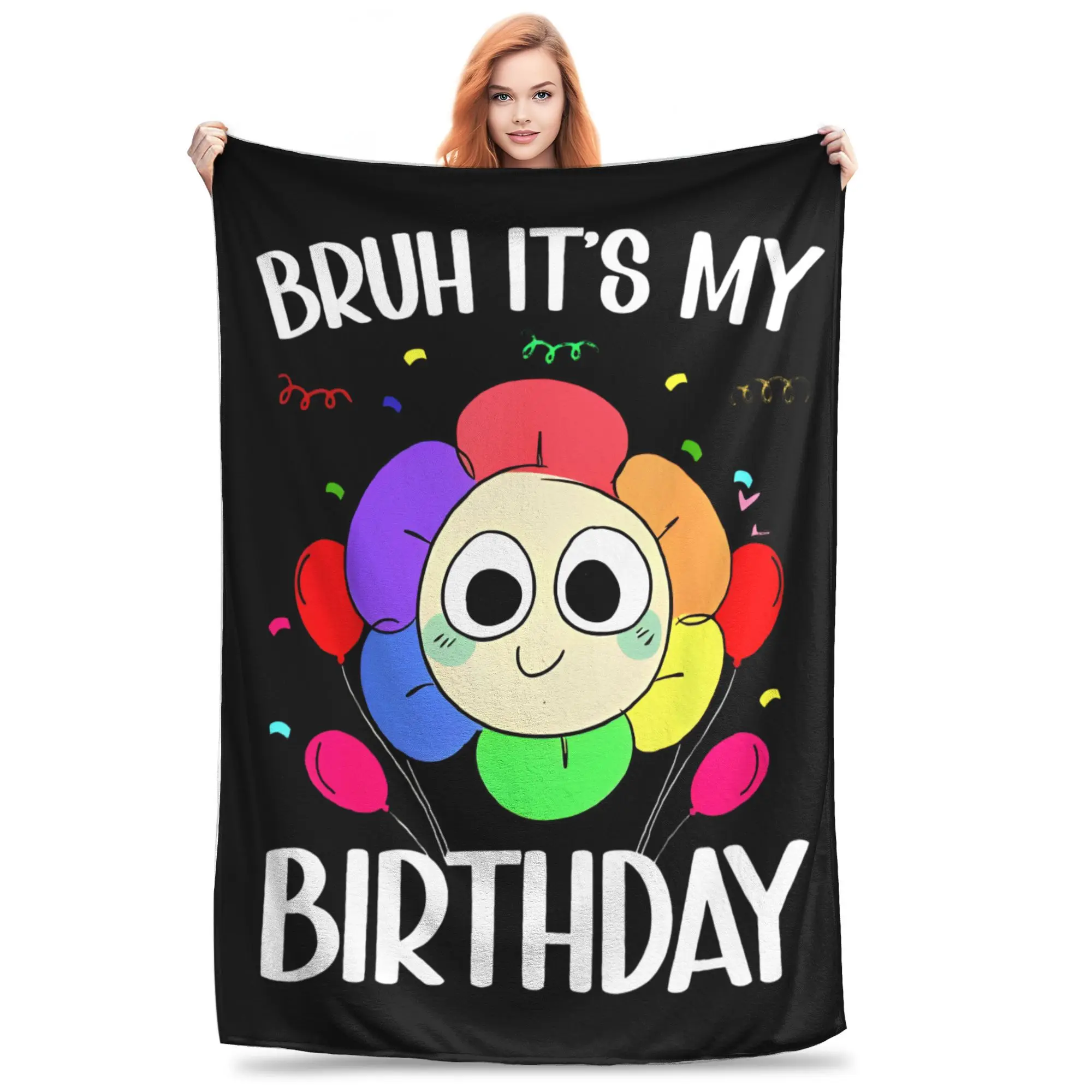 

Dandys World It's My Birthday Knitted Blanket Coral Fleece Plush Super Soft Throw Blankets for Bed Bed Rug