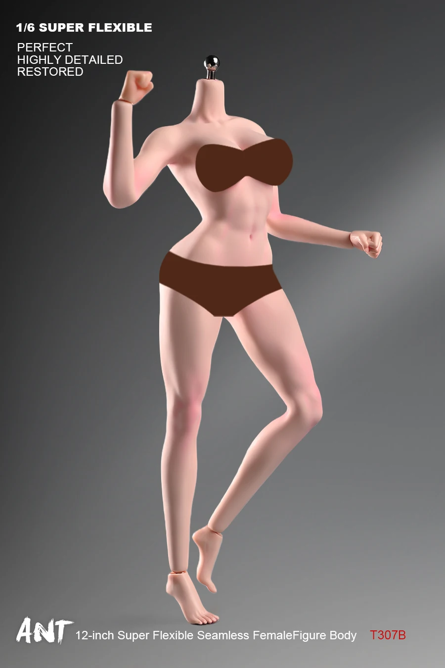 ANT T307 1/6 Scale Big Breasts Muscular Athletic Slender Waist Female Body with Makeup 12'' Soldier Flexible Action Figure Dolls