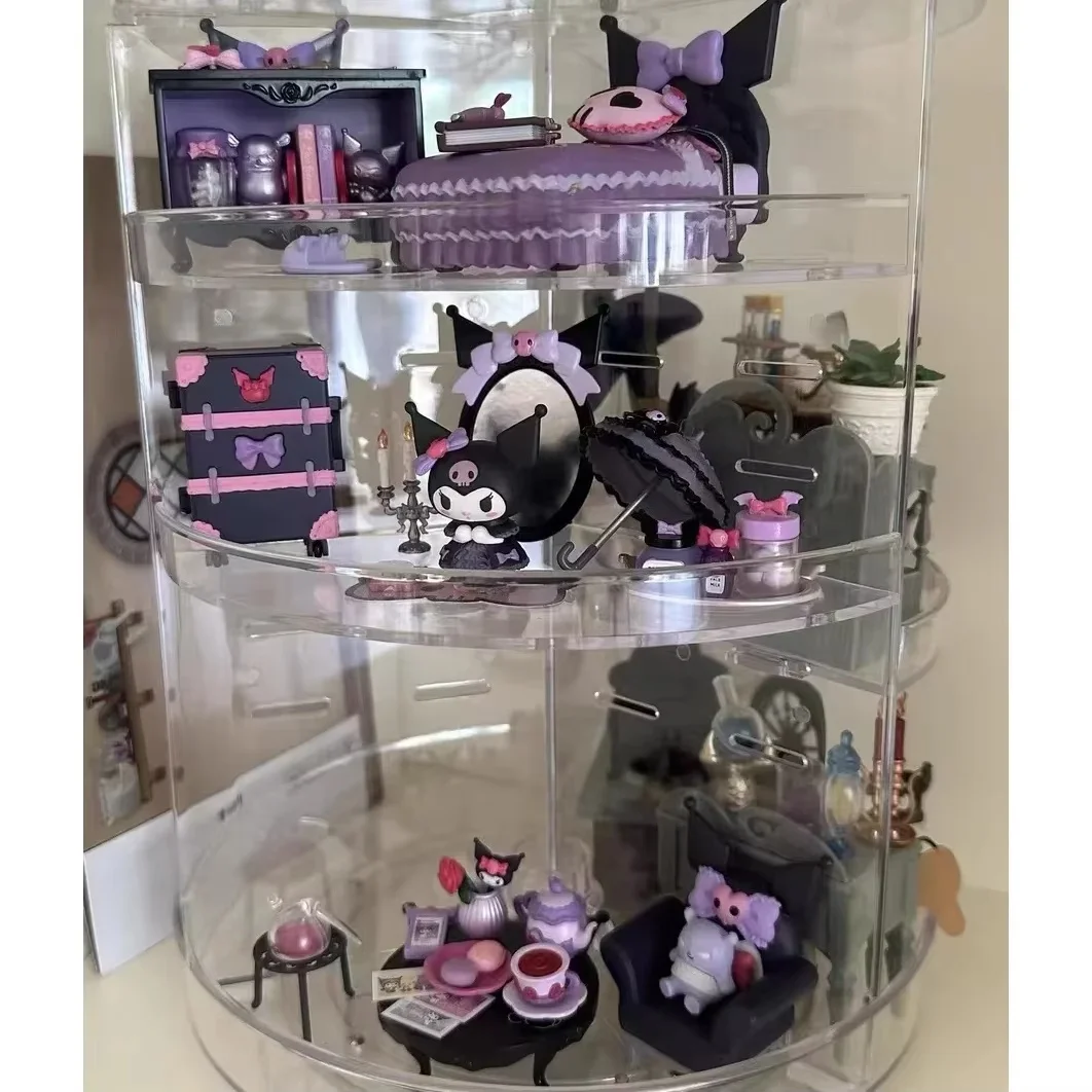 New Re-Ment Sanrio Kuromi  8pcs kawaiiGothic Room Anime Action Figure Toys Collectible Model Toys Kids Surprise Gift