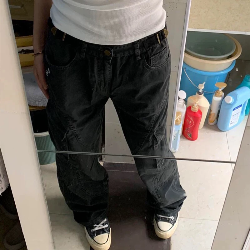 

Ретро-брюки в американском стиле, повседневные, прямого кроя, износостойкие, для работы, с эффектом потертости, CleanFit