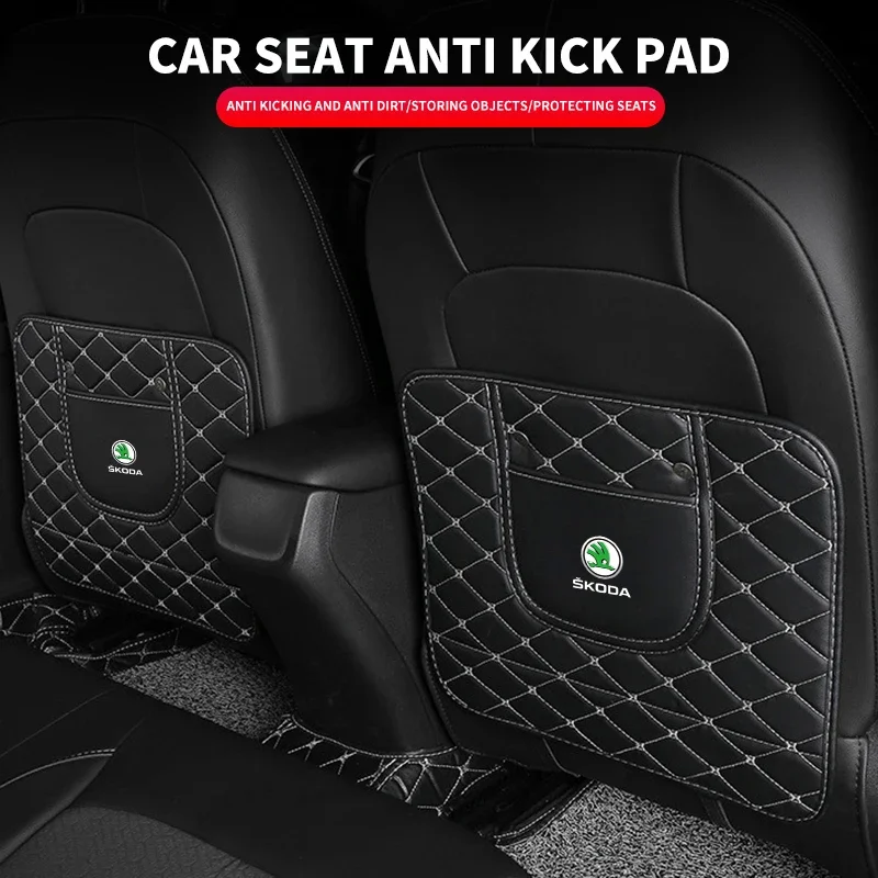 1PC Car Seat Backrest Anti-kick Pad For Skoda Octavia A5 2 Tour A4 Mk1 Mk2 3 Rs 2006 1Z A7 5ers A5 2007 Vrs Auto Accessories