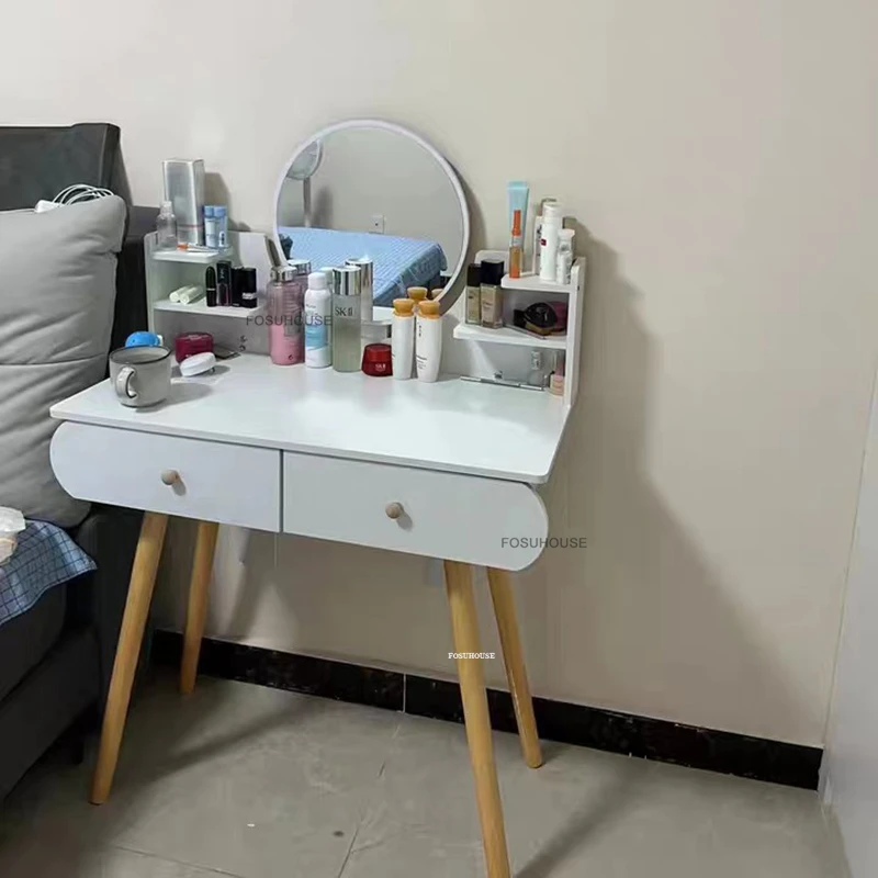 مرآة مكياج بإضاءة LED، أثاث غرفة نوم فرنسية، خزانة تخزين منزلية، طاولة تزيين متكاملة، خزانة خشبية أوروبية