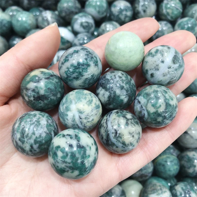 10PCS Natural Qinghai Jasper Sphere Quartz DIY Bracelet Spiritual Prayer Meditation Crystal Stone 2CM