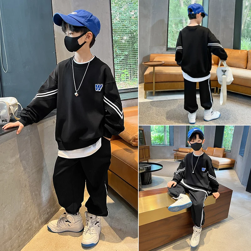 Children Sportswear Sets 2024 New Fashion Kids Suits Spring Autumn Boys Casual Pullovers Outfits Teenager Sports Top+Pants 2Pcs