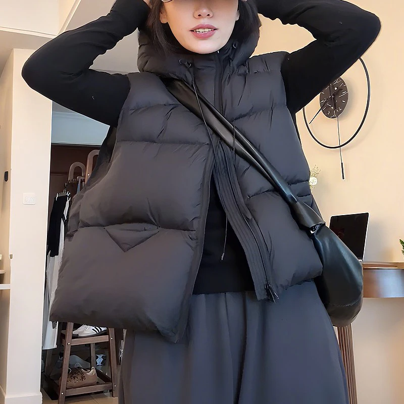 

Fashionable Hooded Casual Warm Vest Large Size Loose Style Shoulder Coat for Women Autumn Winter New Arrival Cotton Jacket