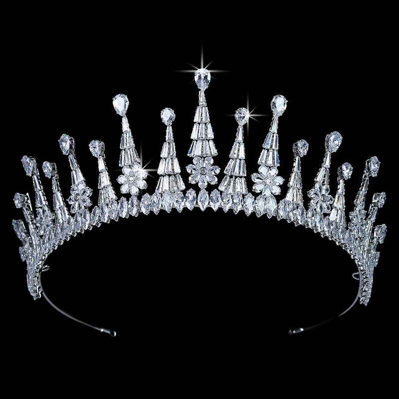 

Tiara And Crown HADIYANA Spiny Delicate Wedding Luxury Jewelry Bride Hair Accessories Cubic Zirconia BC5608 Head Jewelry Gifts