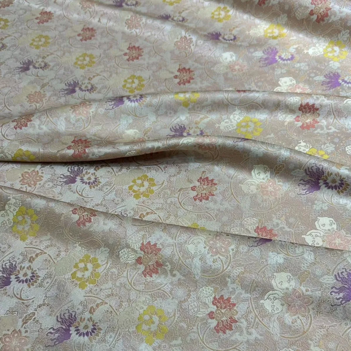 Brocade Interwoven Blended Song Dynasty 30 Silk 42 Momme140 Door Width New Chinese Coat Vest Bed Cover Cloth Fabric