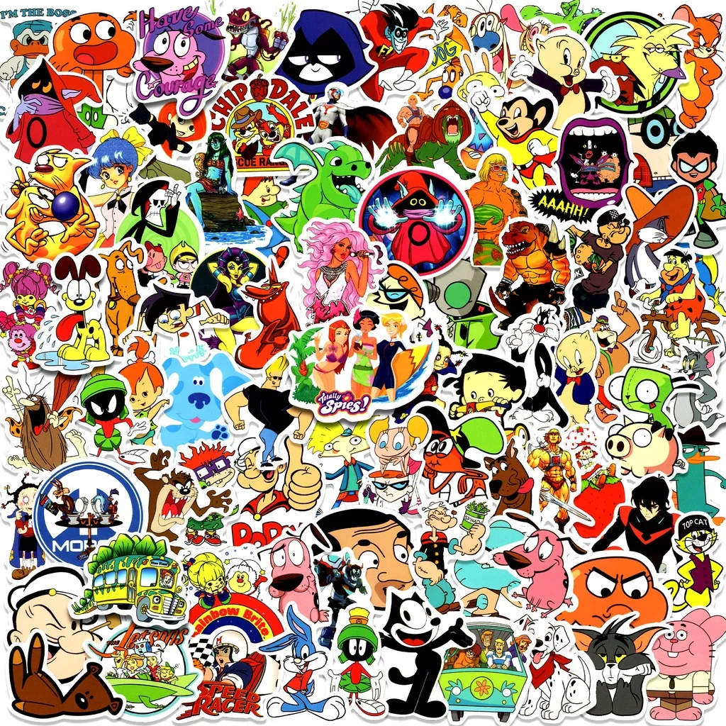 100/50PCS 90's Classic Cartoon Animation Waterproof Graffiti Stickers For Helmet Bicycle Hand Account Pencil Case Decals view 2