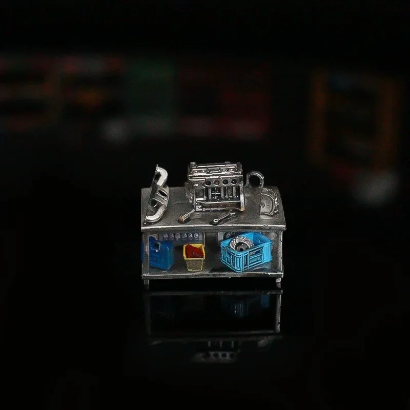 Suporte de reparo de motor rotativo em escala 1/64, suporte de reparo, peças de carrinho de ferramentas, modelo de carrinho