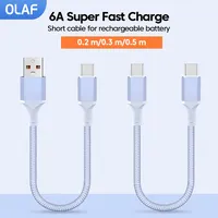 Olaf 20cm-1m 6A Type C to Type C Cable Fast Charging For iPhone 16 15 Xiaomi Samsung Huawei Power BanK USB To Type C Data Cable