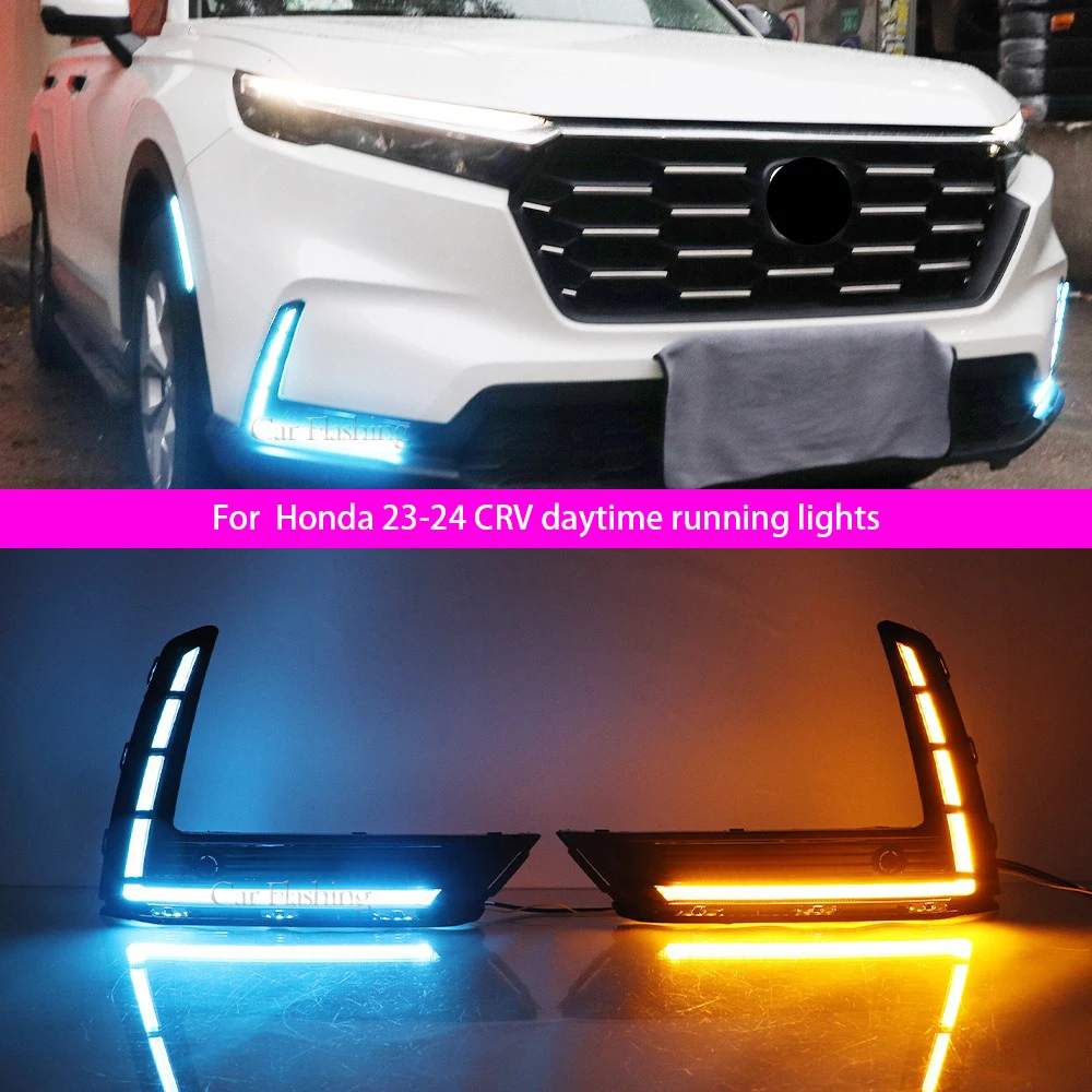 

Для Honda 2023-2024 CRV дневные ходовые огни CR-V передние противотуманные фары светодиодные дневные ходовые огни плавкие указатели поворота