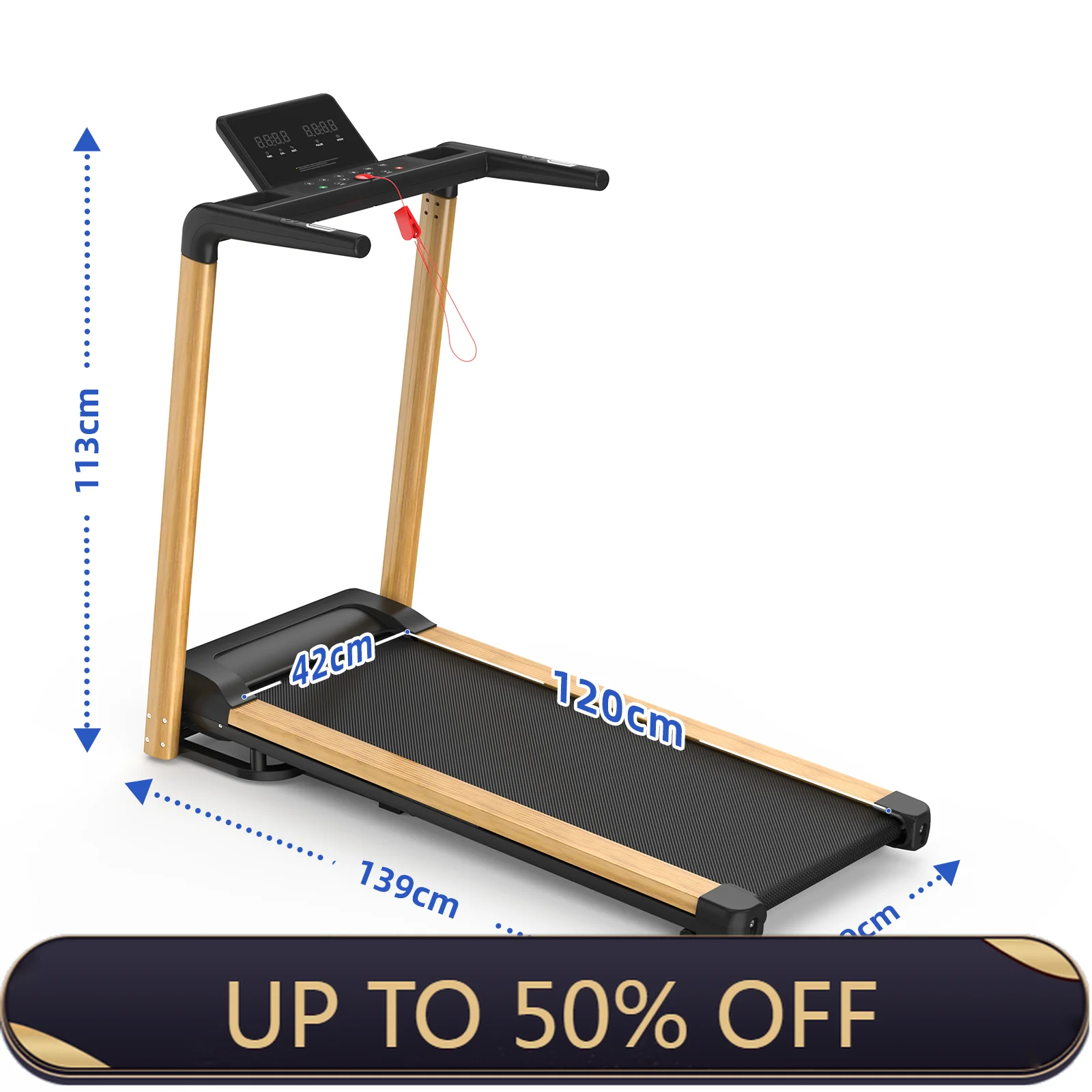 

STLF 2025 SHULI Wood Walking Pad Treadmill Running Comfortable Running Area Electric Treadmill with Wood Handle