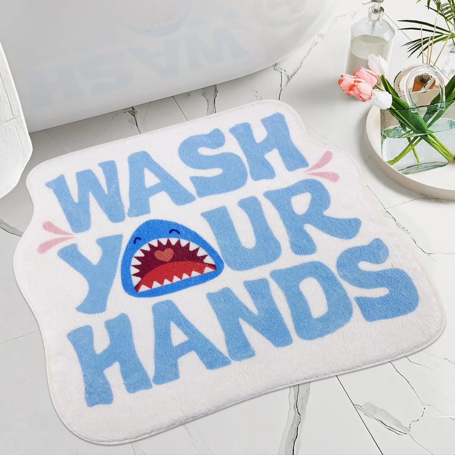 VIKAMA Creative Letters Carpet Bedroom Cooling Comfortable Door Mat  Bathroom Water Absorbing Easy to Clean Rug Home Decoration