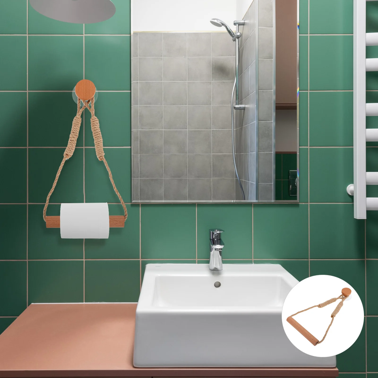 

Wooden Towel Holder Boho Style Bathroom Kitchen Tissue Organizer Rustic Paper Towel Stand Storage Decor Moisture Resistant