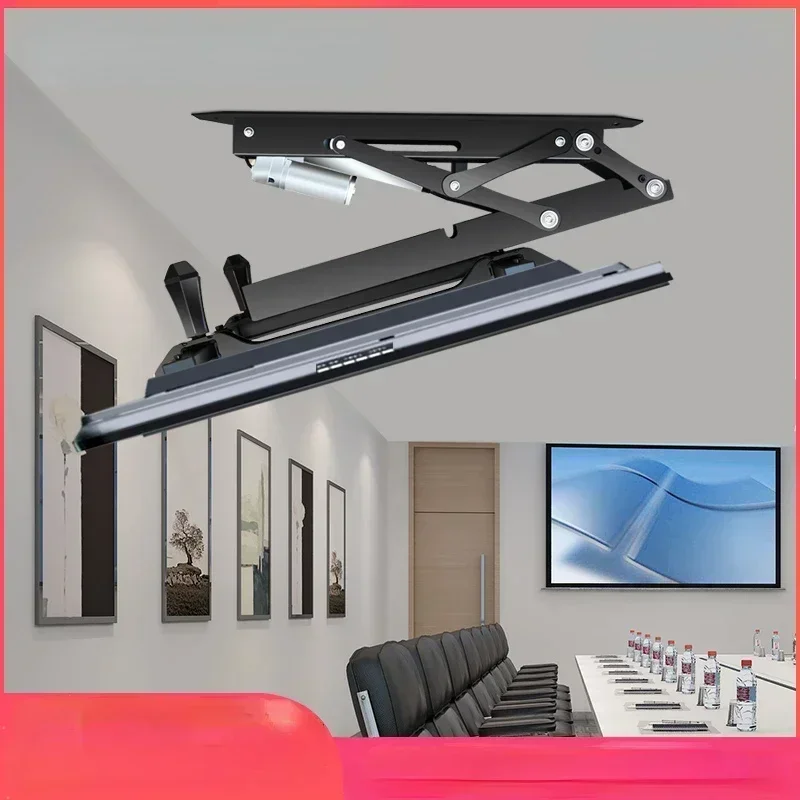 TV Electric Turner Remote Control Lifting Hanger Folding Rotating Hidden Ceiling Bracket 32-70 Inch