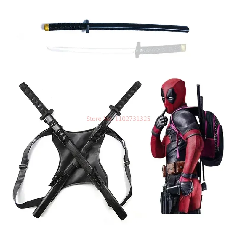 Deadpool Double Marvel pisau Ninja Samurai terompet alat peraga Cosplay anak-anak kinerja karet simulasi Set pedang hadiah Halloween