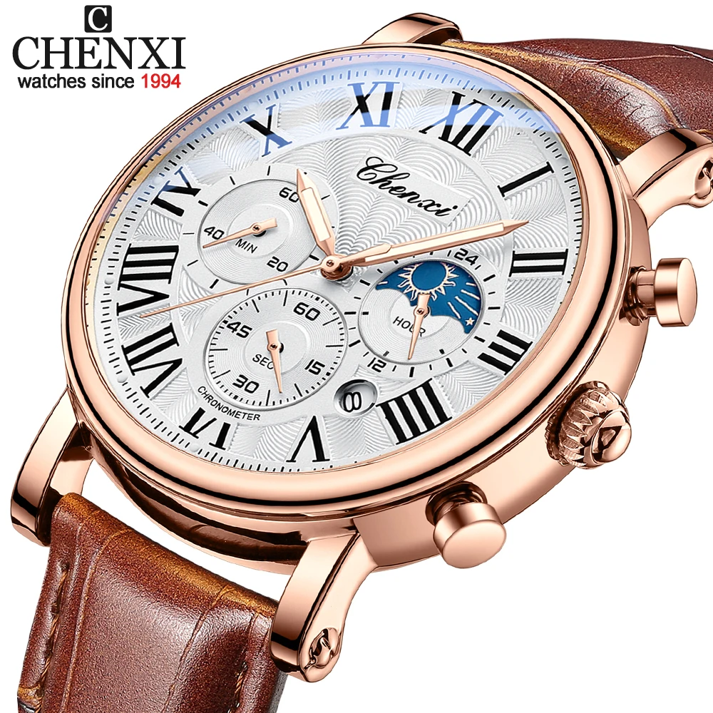 

CHENXI Watches Mens New Top Brand Luxury Business Waterproof Clock Chronograph Fashion Men Watch Date Calendar Wristwatch