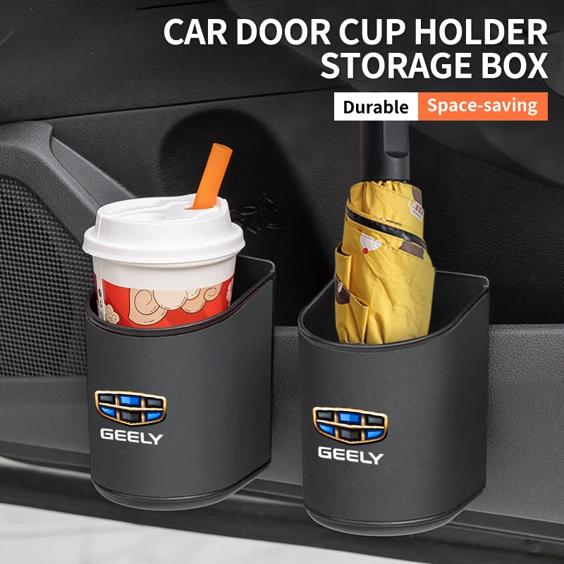 Leather Car Door Cup Holder Storge Box Seat Back Phone Holder For Geely Atlas Boyue NL3 X6 EX7 Emgrand X7 SUV GT GC9 Borui