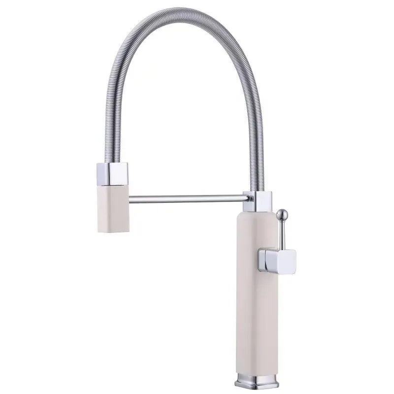 

Retro universal pumping kitchen hot and cold faucet, all copper rotatable retractable vegetable basin sink nozzle