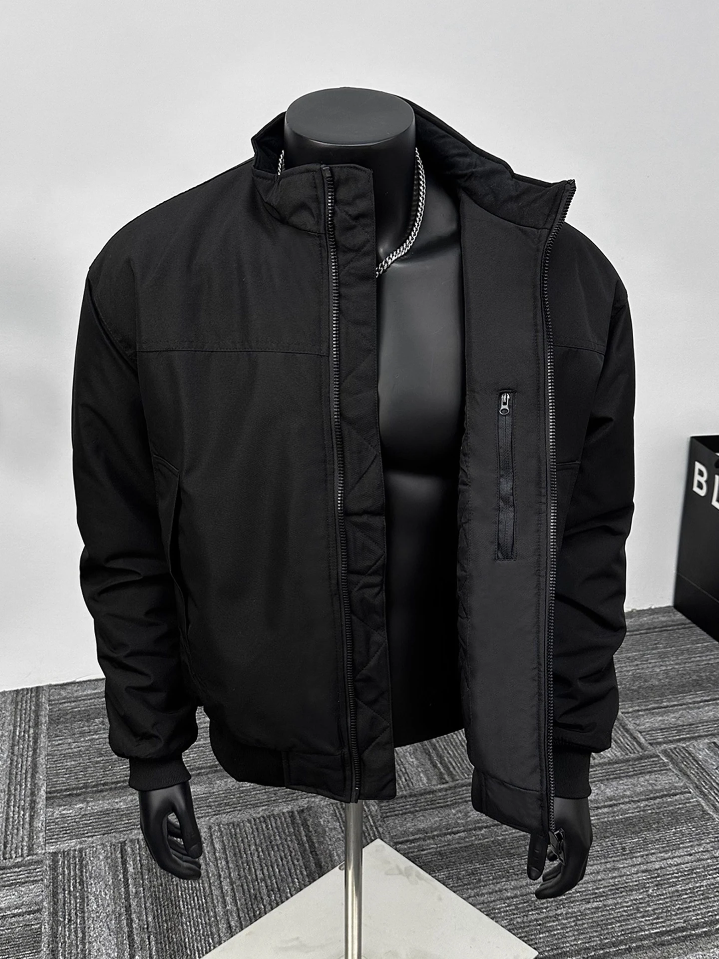 

American Sle Tee-Proof Jaet Cotton Coat Men's Winter Trendy Brand Cleanfit ort Thi Warm Stand Collar Cotton Outerwear