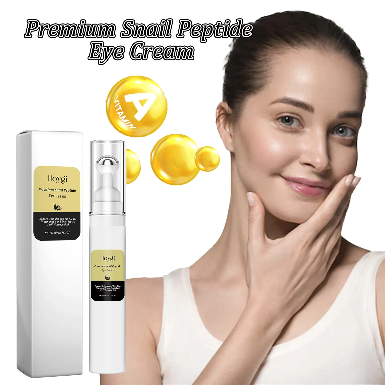 

Snail Peptide Eye Cream, Elastic Muscle Fading Puffiness Fine Lines Eye Skin Roller Massage Care Eye Cream Fades Dark Circles