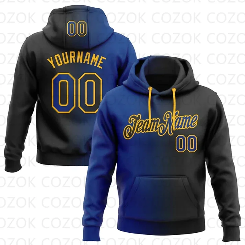 

Customized Hoodie Blue Black Colour Splicing Jersey 3D Printed Unisex Pullovers Hoodie Casual Sweatshirts