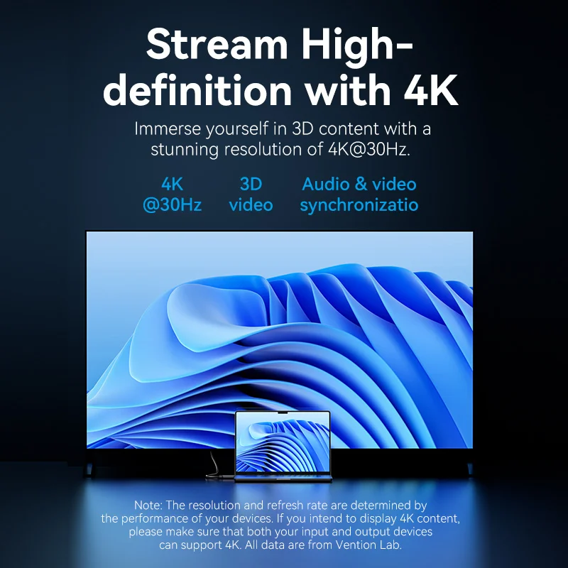 Vention DisplayPort إلى كابل HDMI 4K60 هرتز/4K30 هرتز DP إلى HDMI محول للكمبيوتر المحمول شاشة العرض HD TV DP إلى HDMI محول