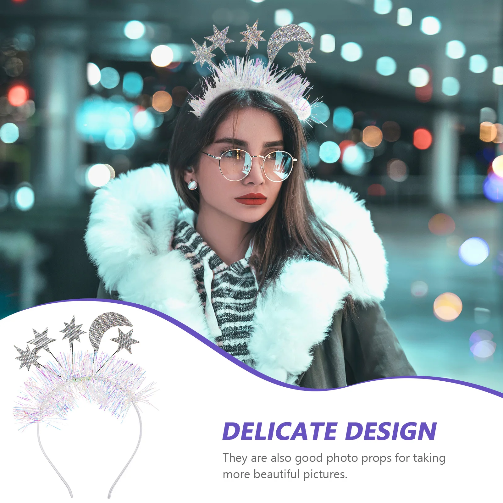 

2Pcs Valentine Headbands Moon Star Design Party Headpieces Adults Head Hoops Fashion Hair Accessories Festival